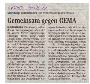 Artikel Mannheimer Morgen 16.08.2012
